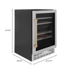 ZLINE 24" Autograph Dual Zone 44-Bottle Wine Cooler in Stainless Steel with Champagne Bronze Accents, RWVZ-UD-24-CB - Smart Kitchen Lab