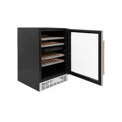 ZLINE 24" Autograph Dual Zone 44-Bottle Wine Cooler in Stainless Steel with Champagne Bronze Accents, RWVZ-UD-24-CB - Smart Kitchen Lab