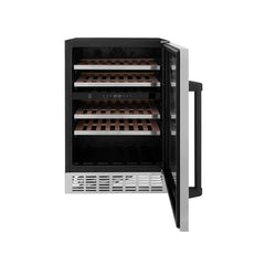 ZLINE 24" Autograph Dual Zone 44-Bottle Wine Cooler in Stainless Steel with Matte Black Accents, RWVZ-UD-24-MB - Smart Kitchen Lab