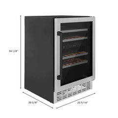 ZLINE 24" Autograph Dual Zone 44-Bottle Wine Cooler in Stainless Steel with Matte Black Accents, RWVZ-UD-24-MB - Smart Kitchen Lab