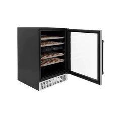 ZLINE 24" Autograph Dual Zone 44-Bottle Wine Cooler in Stainless Steel with Matte Black Accents, RWVZ-UD-24-MB - Smart Kitchen Lab