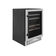 ZLINE 24" Autograph Dual Zone 44-Bottle Wine Cooler in Stainless Steel with Matte Black Accents, RWVZ-UD-24-MB - Smart Kitchen Lab