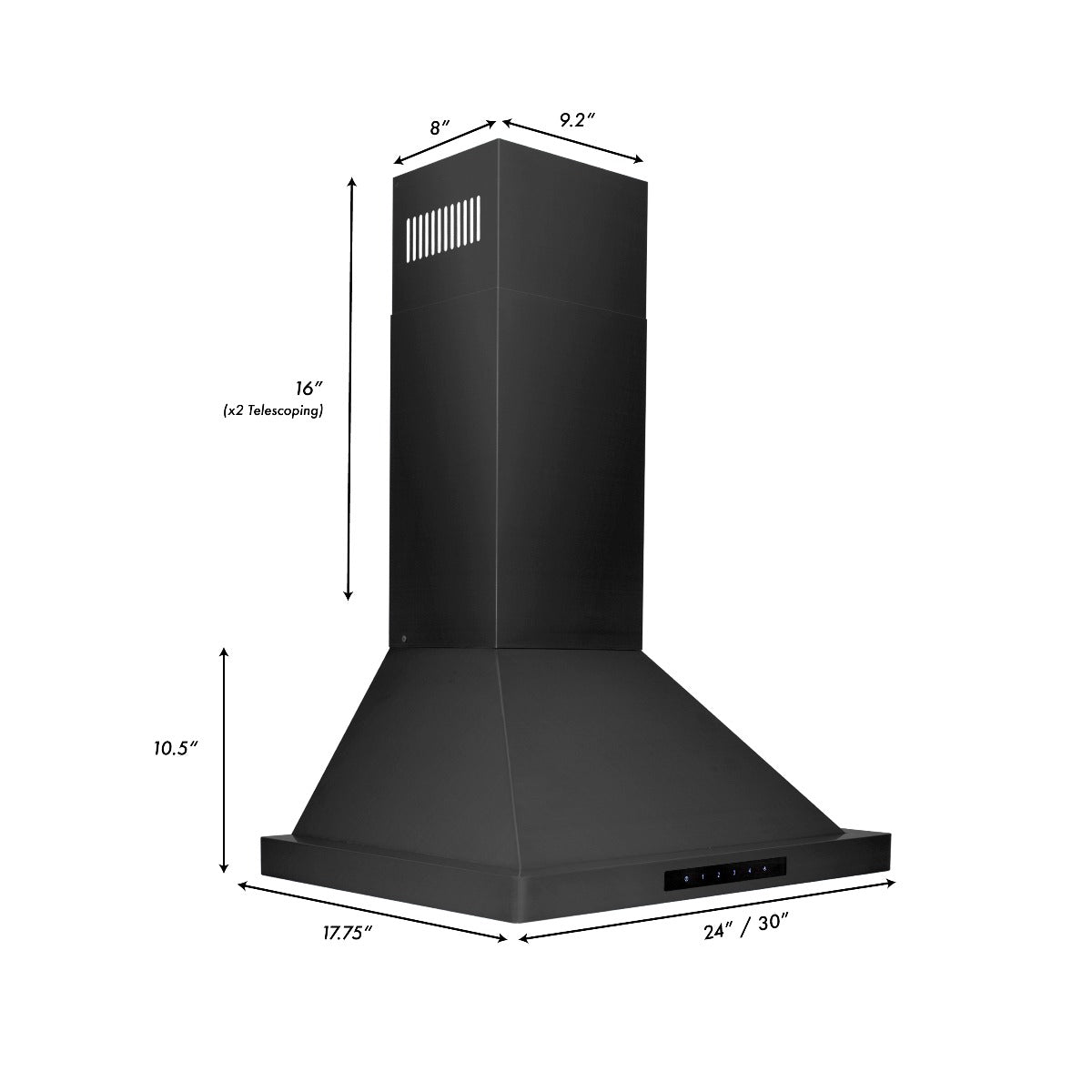 ZLINE 24 in. Convertible Vent Wall Mount Range Hood in Black Stainless Steel, BSKBN-24 - Smart Kitchen Lab