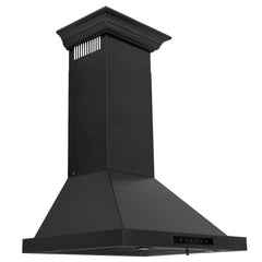 ZLINE 24 in. Convertible Vent Wall Mount Range Hood in Black Stainless Steel with Crown Molding, BSKBNCRN-24 - Smart Kitchen Lab