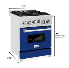 ZLINE 24 In. Professional Gas Range In Stainless Steel With Blue Matte Door, RG-BM-24 - Smart Kitchen Lab