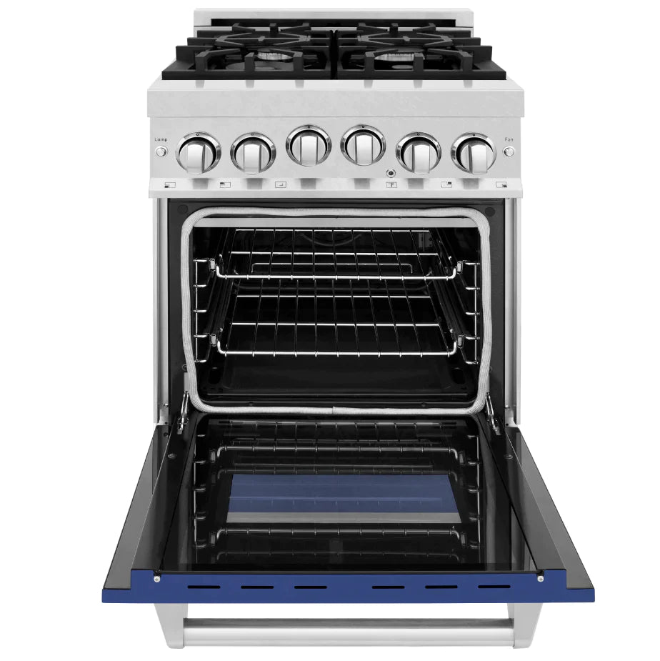 ZLINE 24 In. Professional Gas Range In Stainless Steel With Blue Matte Door, RG-BM-24 - Smart Kitchen Lab