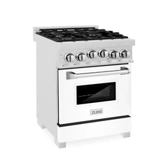 ZLINE 24 In. Professional Gas Range In Stainless Steel With White Matte Door, RG-WM-24 - Smart Kitchen Lab