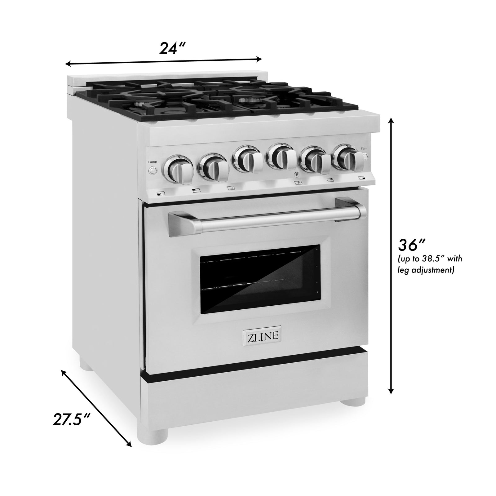 ZLINE 24 Inch 2.8 cu. ft. Range with Gas Stove and Gas Oven in Stainless Steel, RG24 - Smart Kitchen Lab