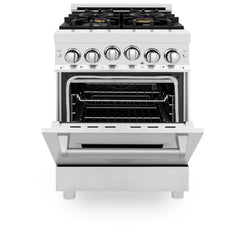 ZLINE 24 Inch 2.8 cu. ft. Range with Gas Stove and Gas Oven in Stainless Steel with Brass Burners, RG-BR-24 - Smart Kitchen Lab