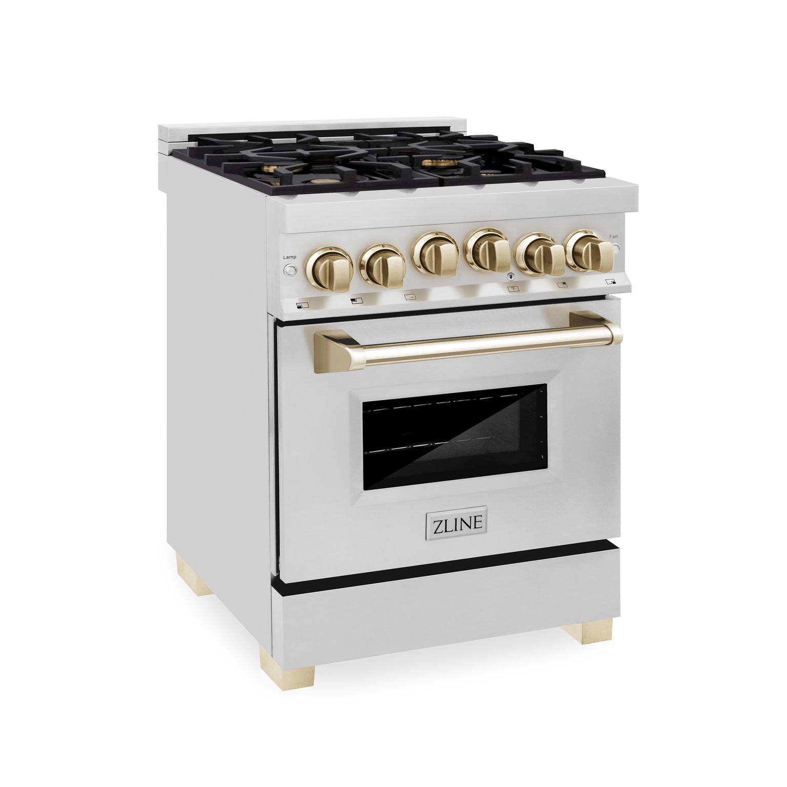 ZLINE 24 Inch Autograph Edition Gas Range in Stainless Steel with Gold Accents, RGZ-24-G - Smart Kitchen Lab