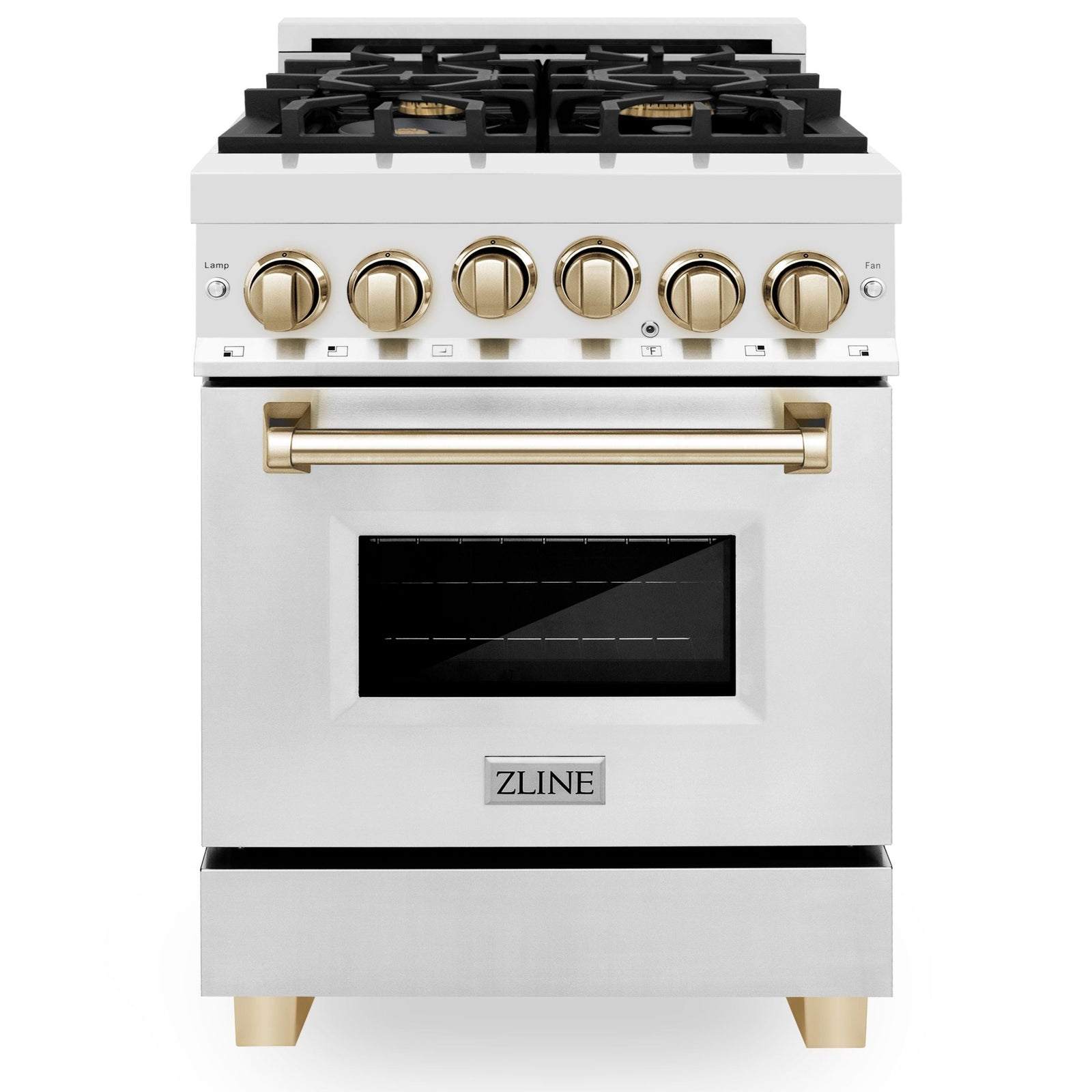 ZLINE 24 Inch Autograph Edition Gas Range in Stainless Steel with Gold Accents, RGZ-24-G - Smart Kitchen Lab