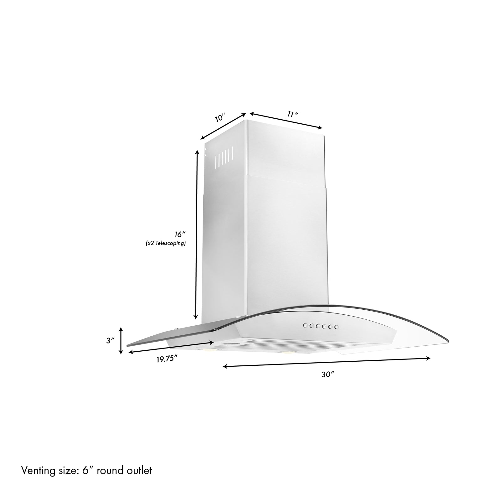 ZLINE 30 in. Alpine Series Professional Ducted Vent Wall Mount Range Hood in Stainless Steel, ALP70WL-30 - Smart Kitchen Lab