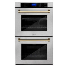 ZLINE 30 In. Autograph Edition Double Wall Oven with Self Clean and True Convection in DuraSnow® Stainless Steel and Champagne Bronze, AWDSZ-30-CB - Smart Kitchen Lab