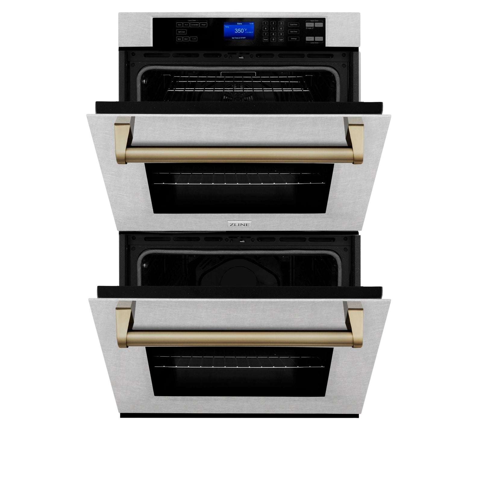 ZLINE 30 In. Autograph Edition Double Wall Oven with Self Clean and True Convection in DuraSnow® Stainless Steel and Champagne Bronze, AWDSZ-30-CB - Smart Kitchen Lab