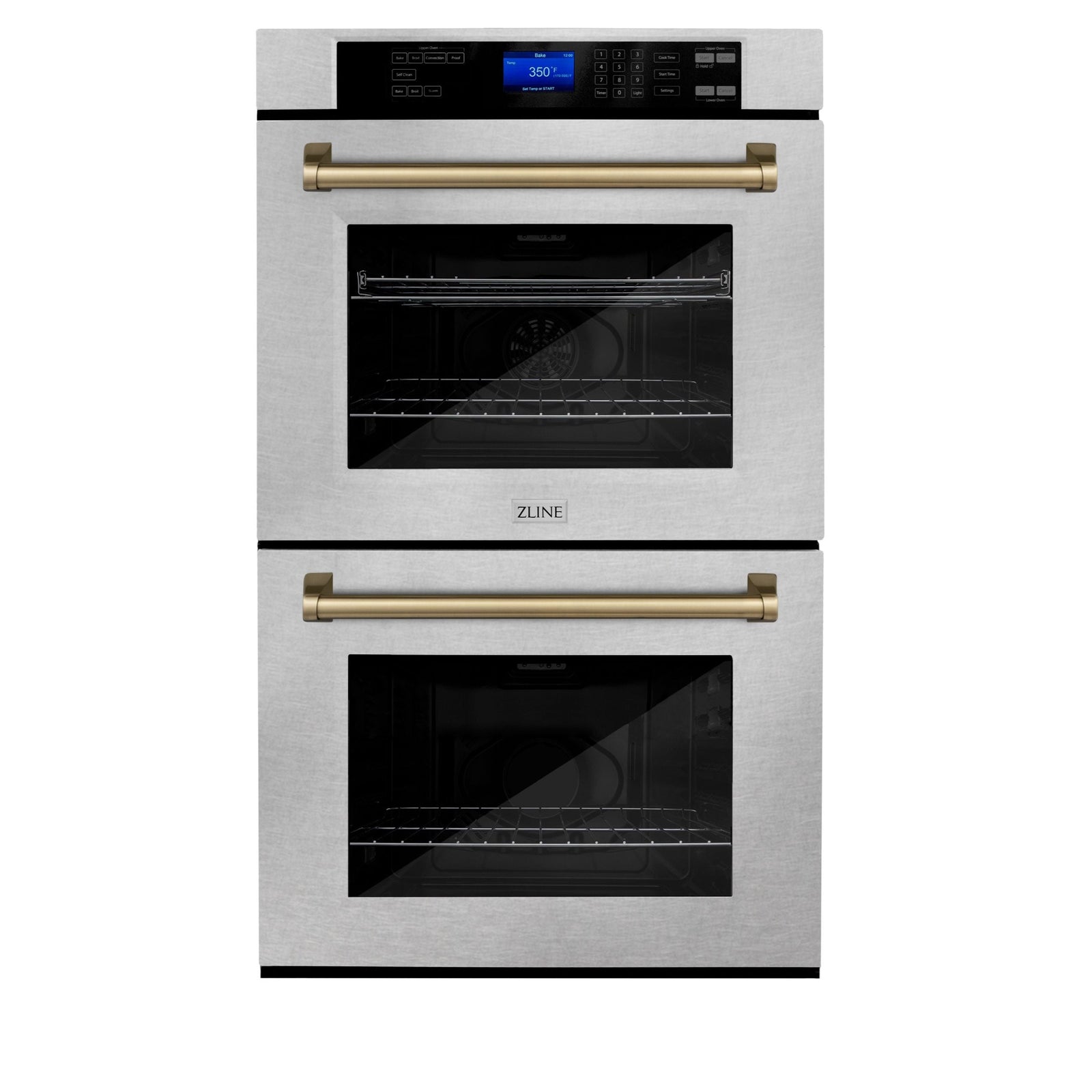 ZLINE 30 In. Autograph Edition Double Wall Oven with Self Clean and True Convection in DuraSnow® Stainless Steel and Champagne Bronze, AWDSZ-30-CB - Smart Kitchen Lab