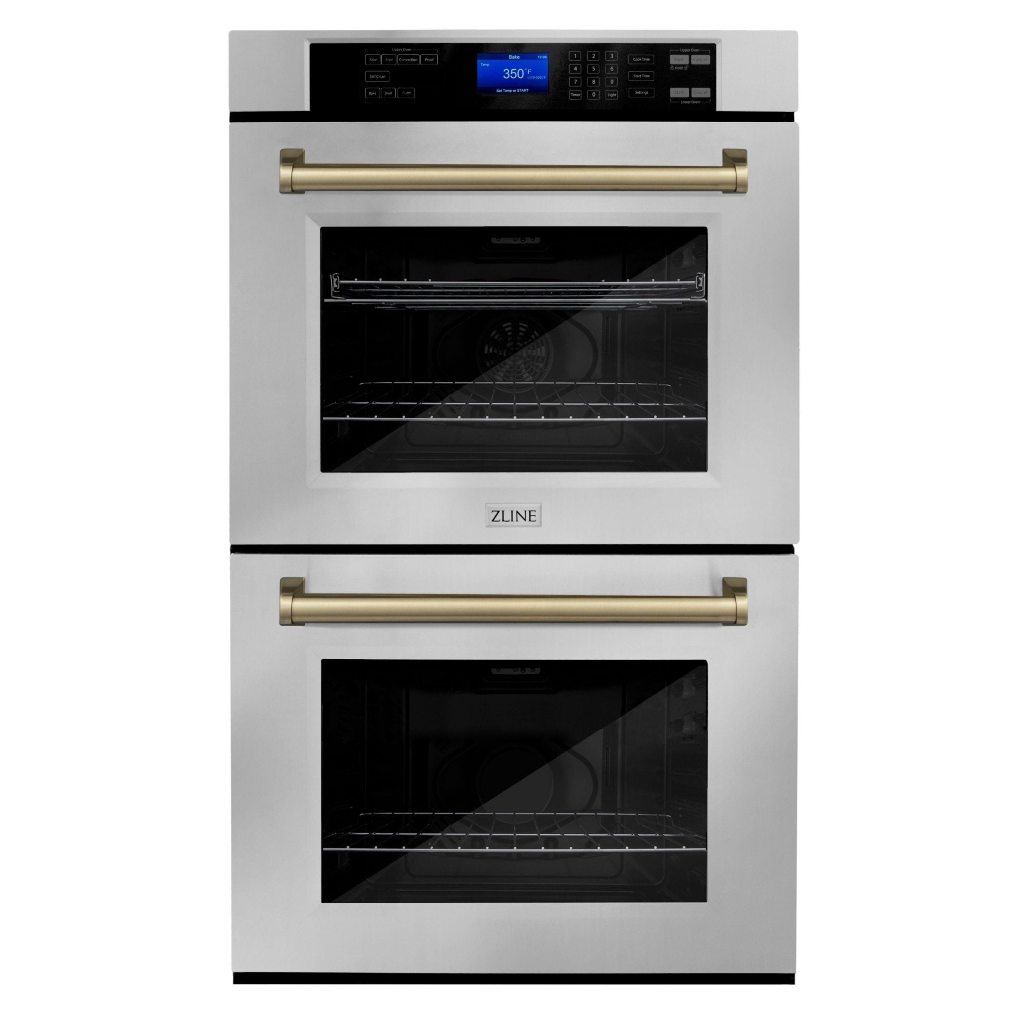 ZLINE 30 In. Autograph Edition Double Wall Oven with Self Clean and True Convection in DuraSnow® Stainless Steel and Champagne Bronze, AWDSZ-30-CB - Smart Kitchen Lab