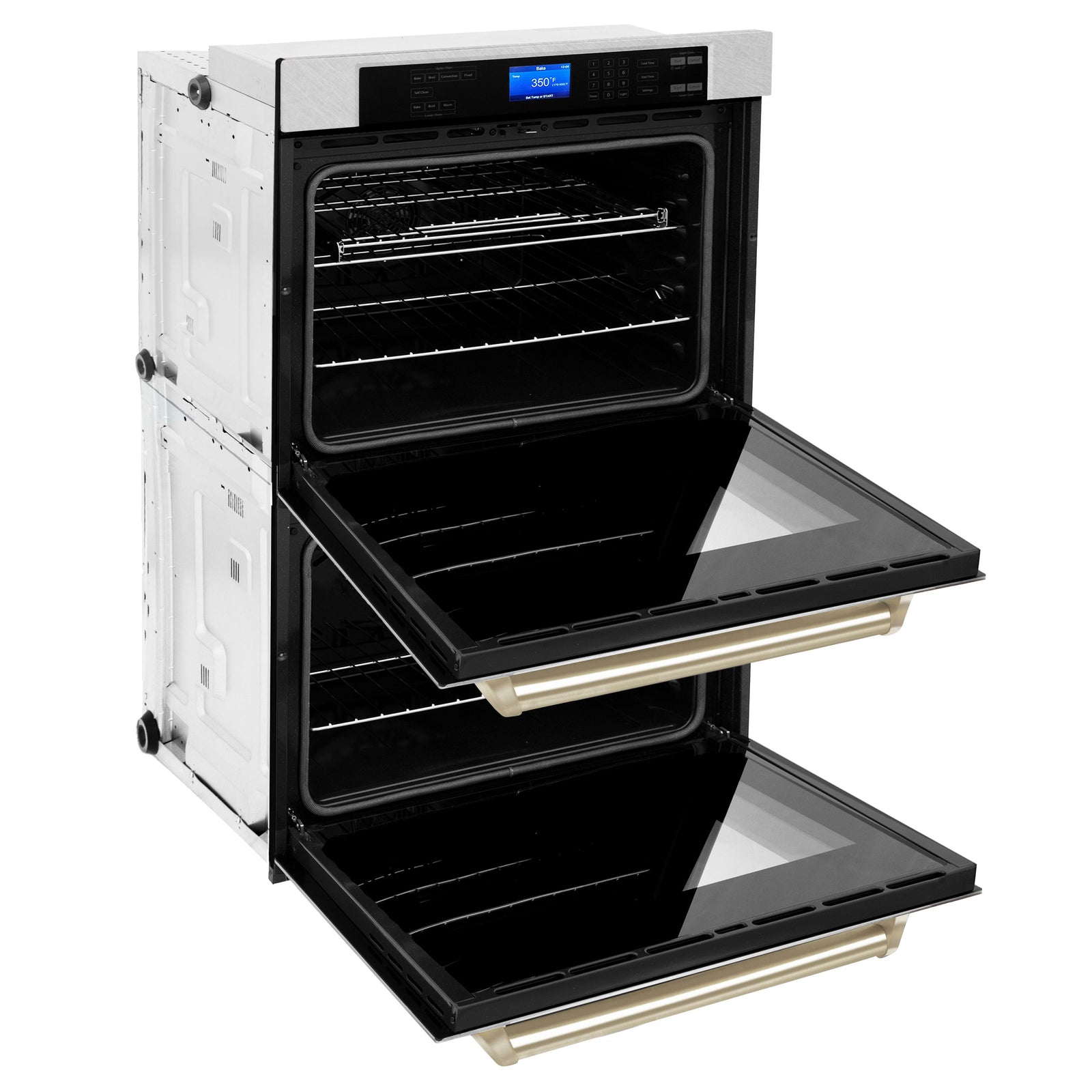 ZLINE 30 In. Autograph Edition Double Wall Oven with Self Clean and True Convection in DuraSnow® Stainless Steel and Gold, AWDSZ-30-G - Smart Kitchen Lab