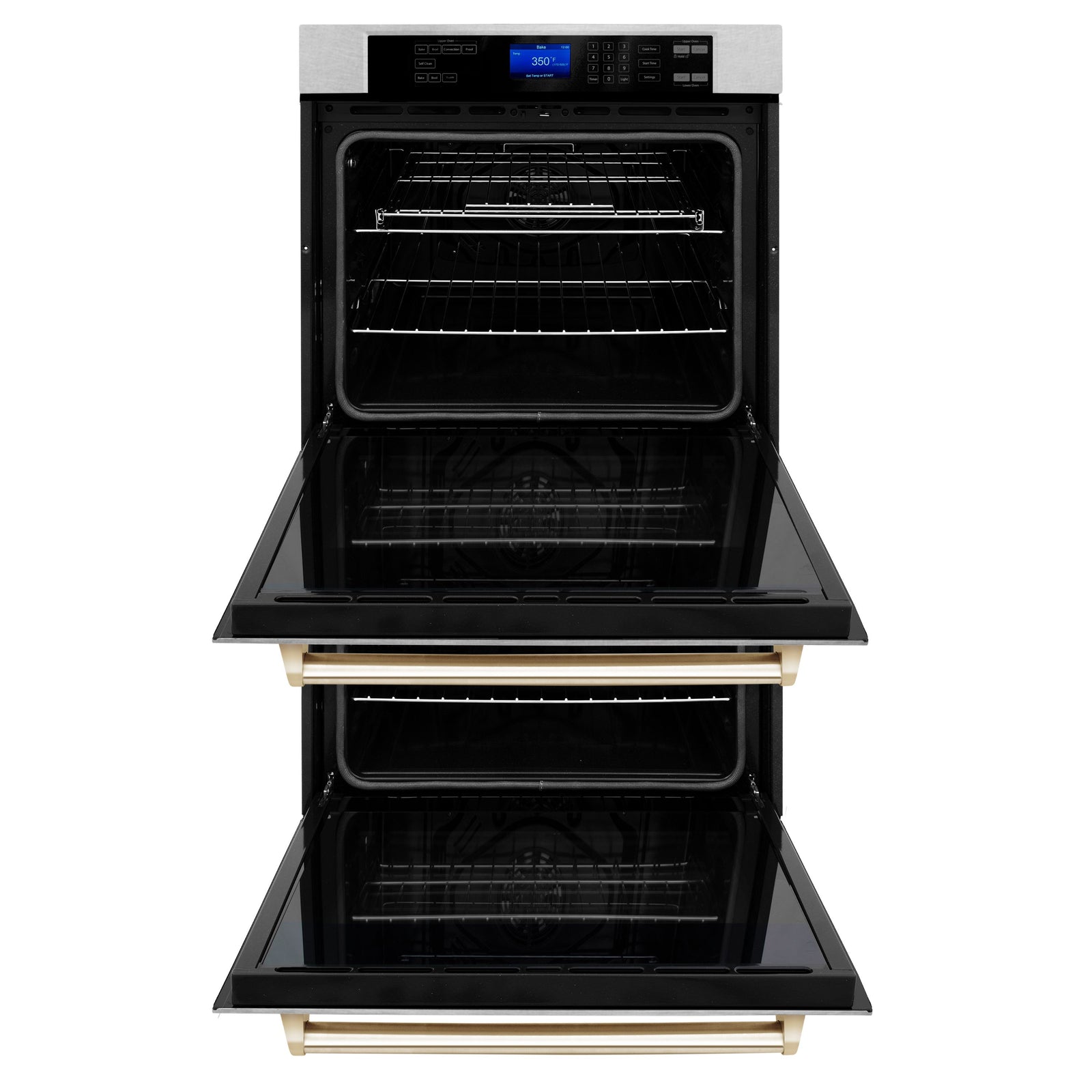 ZLINE 30 In. Autograph Edition Double Wall Oven with Self Clean and True Convection in DuraSnow® Stainless Steel and Gold, AWDSZ-30-G - Smart Kitchen Lab