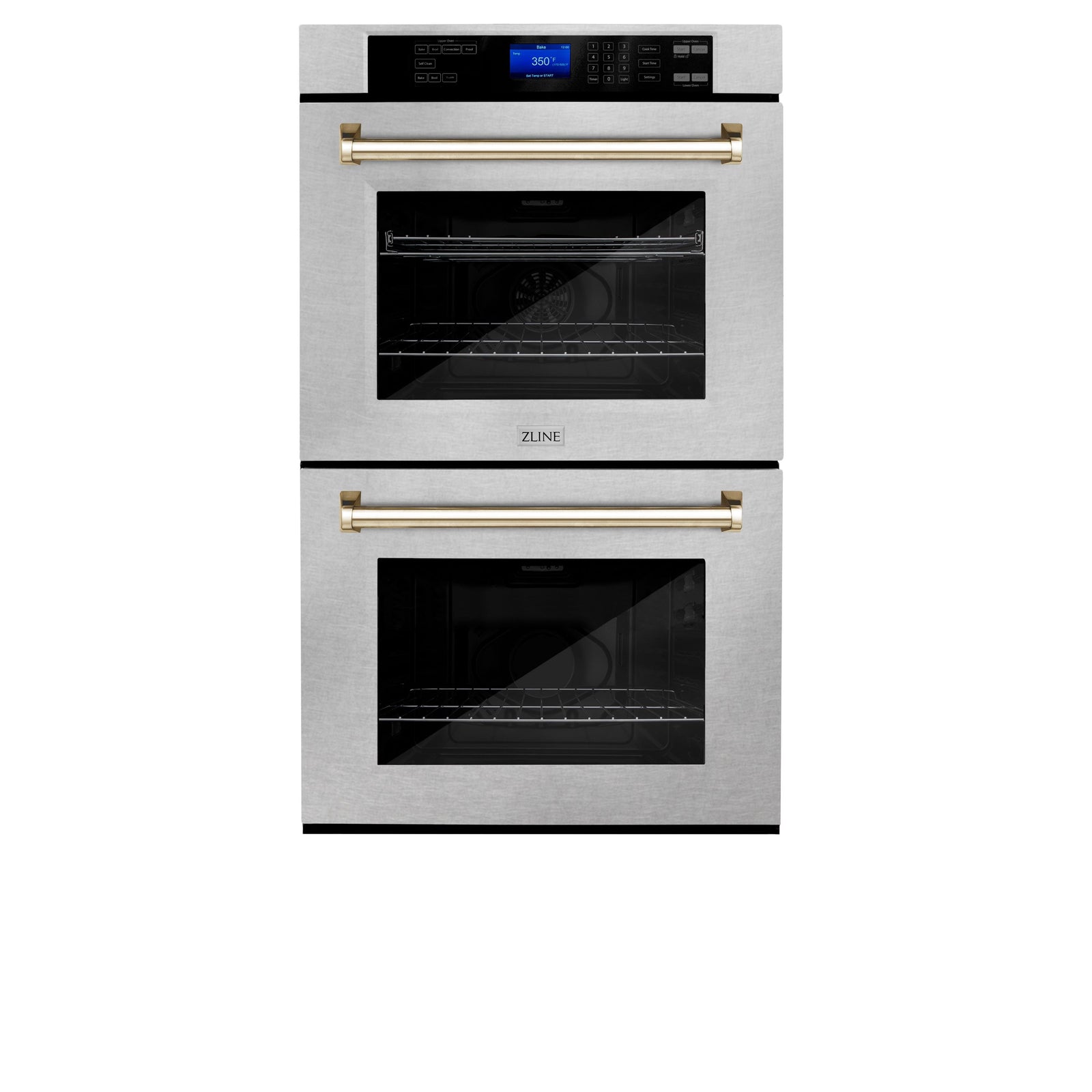 ZLINE 30 In. Autograph Edition Double Wall Oven with Self Clean and True Convection in DuraSnow® Stainless Steel and Gold, AWDSZ-30-G - Smart Kitchen Lab