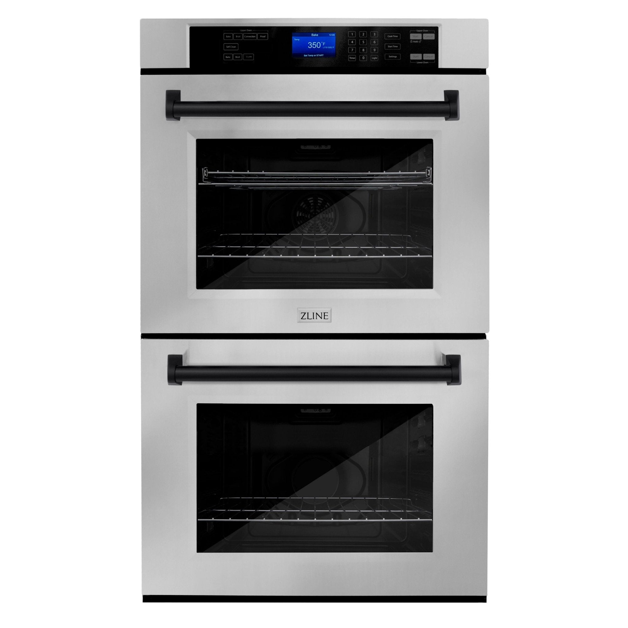 ZLINE 30 In. Autograph Edition Double Wall Oven with Self Clean and True Convection in DuraSnow® Stainless Steel and Matte Black, AWDSZ-30-MB - Smart Kitchen Lab