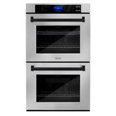 ZLINE 30 In. Autograph Edition Double Wall Oven with Self Clean and True Convection in DuraSnow® Stainless Steel and Matte Black, AWDSZ-30-MB - Smart Kitchen Lab