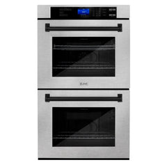 ZLINE 30 In. Autograph Edition Double Wall Oven with Self Clean and True Convection in DuraSnow® Stainless Steel and Matte Black, AWDSZ-30-MB - Smart Kitchen Lab