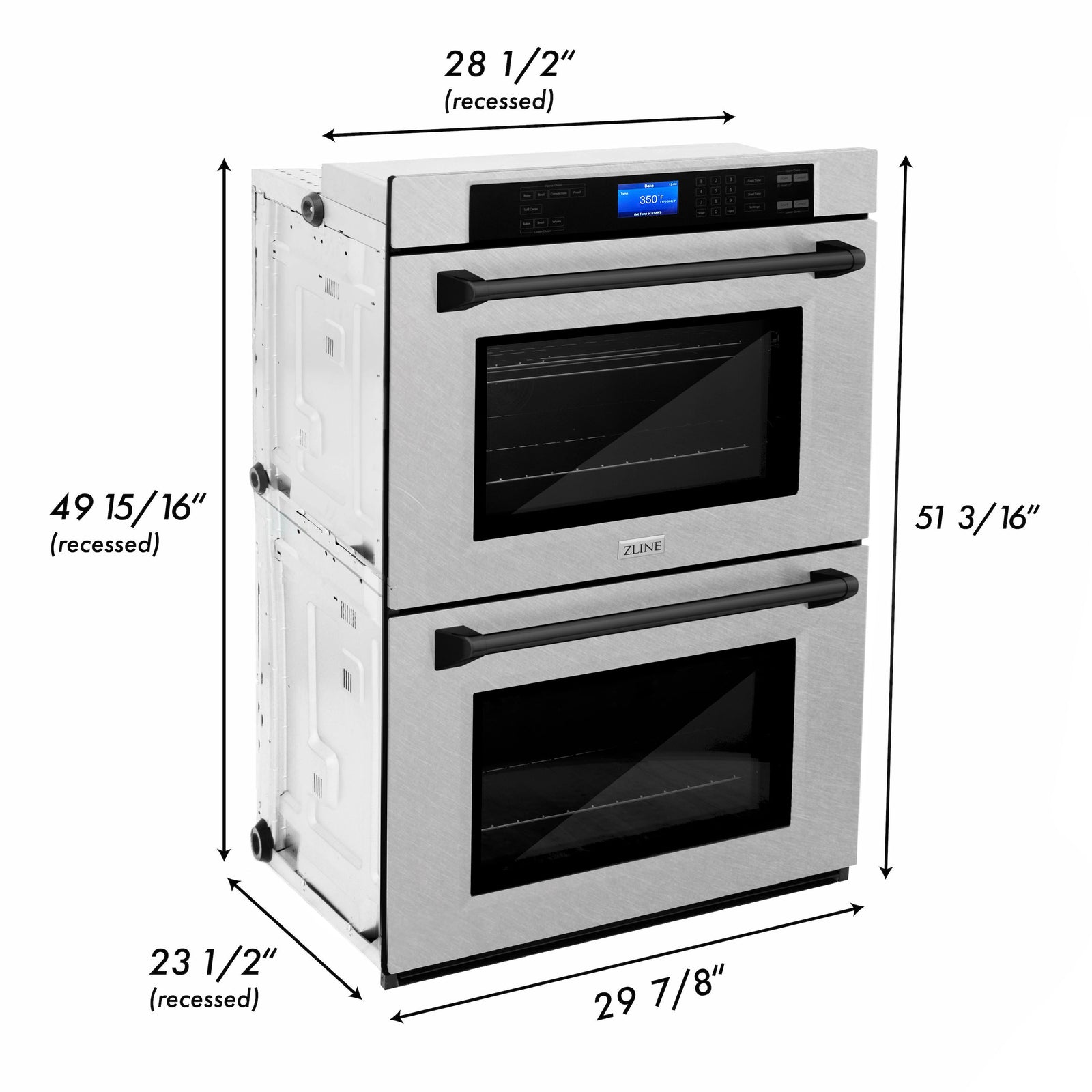 ZLINE 30 In. Autograph Edition Double Wall Oven with Self Clean and True Convection in DuraSnow® Stainless Steel and Matte Black, AWDSZ-30-MB - Smart Kitchen Lab