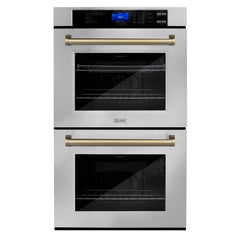 ZLINE 30 In. Autograph Edition Double Wall Oven with Self Clean and True Convection in Stainless Steel and Champagne Bronze, AWDZ-30-CB - Smart Kitchen Lab