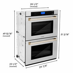 ZLINE 30 In. Autograph Edition Double Wall Oven with Self Clean and True Convection in Stainless Steel and Gold, AWDZ-30-G - Smart Kitchen Lab