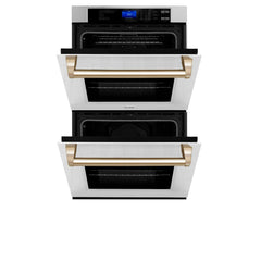 ZLINE 30 In. Autograph Edition Double Wall Oven with Self Clean and True Convection in Stainless Steel and Gold, AWDZ-30-G - Smart Kitchen Lab