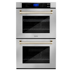 ZLINE 30 In. Autograph Edition Double Wall Oven with Self Clean and True Convection in Stainless Steel and Gold, AWDZ-30-G - Smart Kitchen Lab