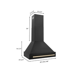 ZLINE 30 in. Autograph Edition in Black Stainless Steel Range Hood with Gold Handle, BS655Z-30-G - Smart Kitchen Lab