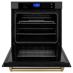 ZLINE 30 In. Autograph Edition Single Wall Oven with Self Clean and True Convection in Black Stainless Steel and Champagne Bronze, AWSZ-30-BS-CB - Smart Kitchen Lab