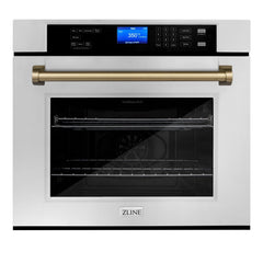 ZLINE 30 In. Autograph Edition Single Wall Oven with Self Clean and True Convection in Black Stainless Steel and Champagne Bronze, AWSZ-30-BS-CB - Smart Kitchen Lab