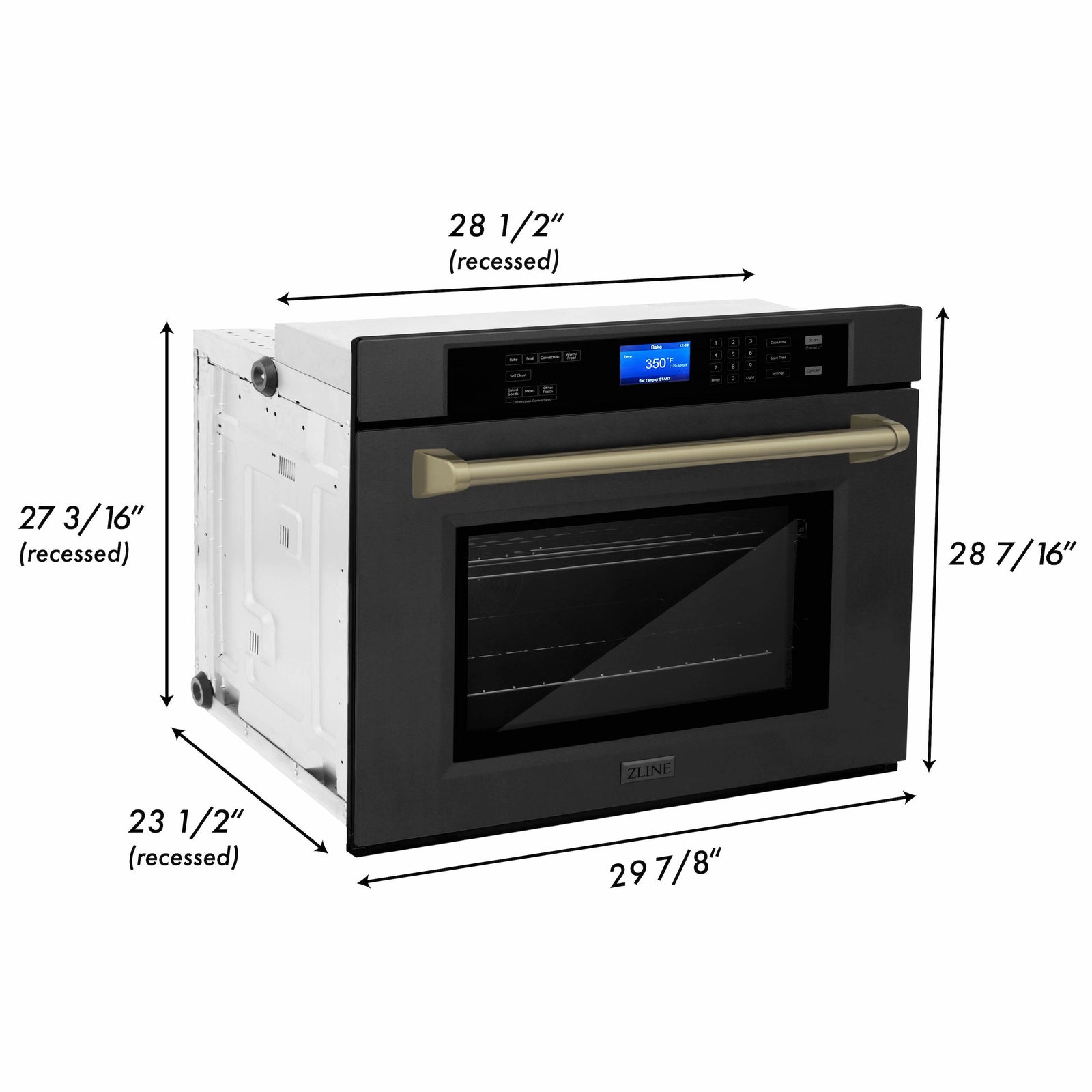 ZLINE 30 In. Autograph Edition Single Wall Oven with Self Clean and True Convection in Black Stainless Steel and Champagne Bronze, AWSZ-30-BS-CB - Smart Kitchen Lab
