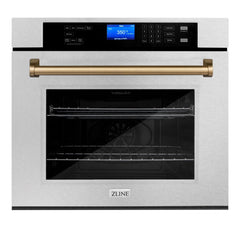 ZLINE 30 In. Autograph Edition Single Wall Oven with Self Clean and True Convection in Black Stainless Steel and Champagne Bronze, AWSZ-30-BS-CB - Smart Kitchen Lab