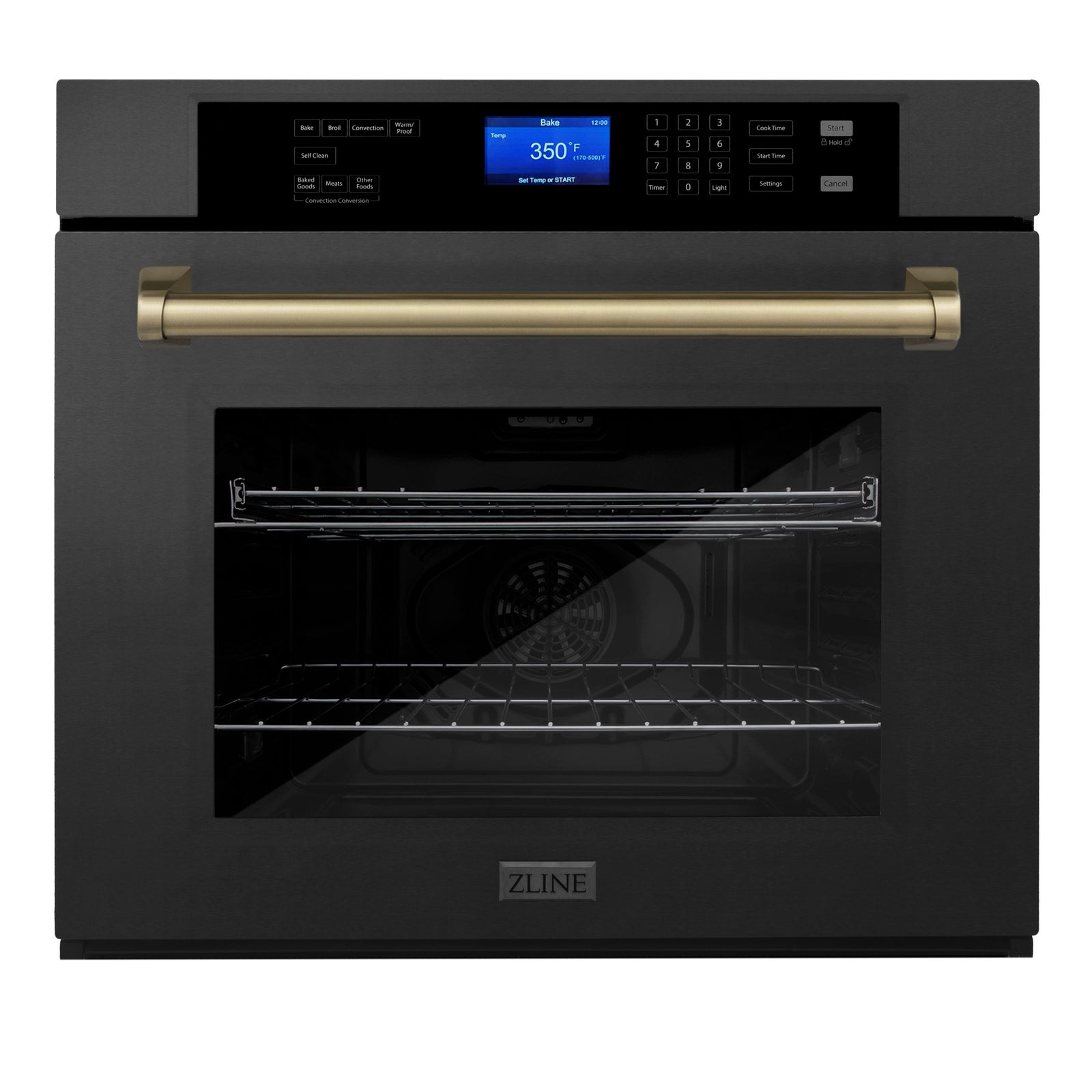 ZLINE 30 In. Autograph Edition Single Wall Oven with Self Clean and True Convection in Black Stainless Steel and Champagne Bronze, AWSZ-30-BS-CB - Smart Kitchen Lab