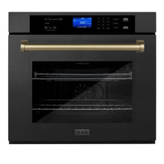 ZLINE 30 In. Autograph Edition Single Wall Oven with Self Clean and True Convection in Black Stainless Steel and Champagne Bronze, AWSZ-30-BS-CB - Smart Kitchen Lab