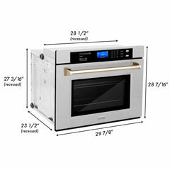 ZLINE 30 In. Autograph Edition Single Wall Oven with Self Clean and True Convection in DuraSnow® Stainless Steel and Gold, AWSSZ-30-G - Smart Kitchen Lab