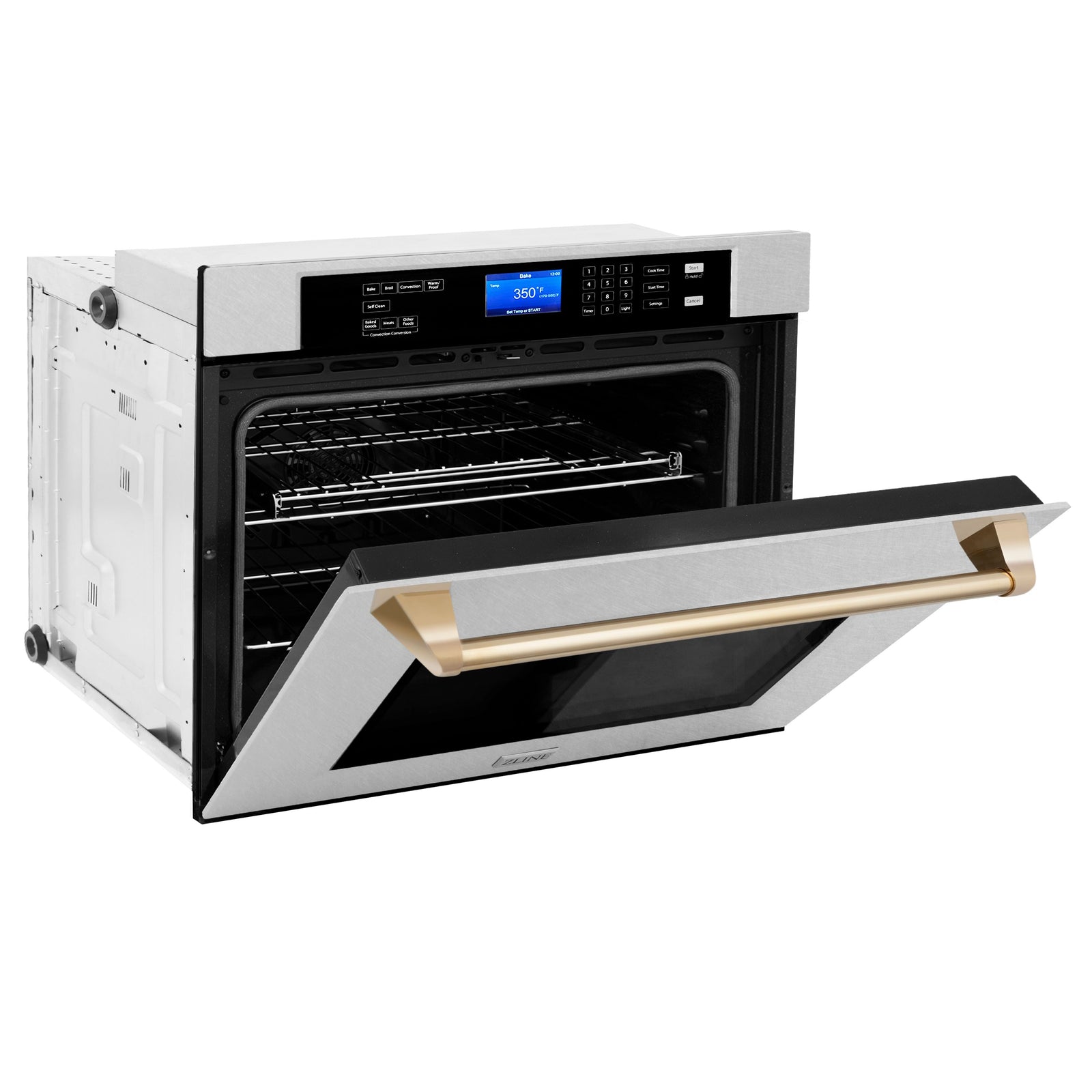 ZLINE 30 In. Autograph Edition Single Wall Oven with Self Clean and True Convection in DuraSnow® Stainless Steel and Gold, AWSSZ-30-G - Smart Kitchen Lab