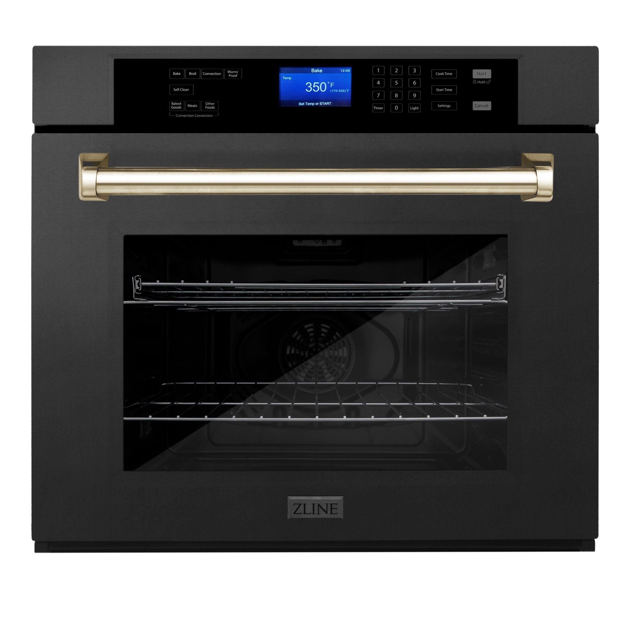 ZLINE 30 In. Autograph Edition Single Wall Oven with Self Clean and True Convection in DuraSnow® Stainless Steel and Gold, AWSSZ-30-G - Smart Kitchen Lab