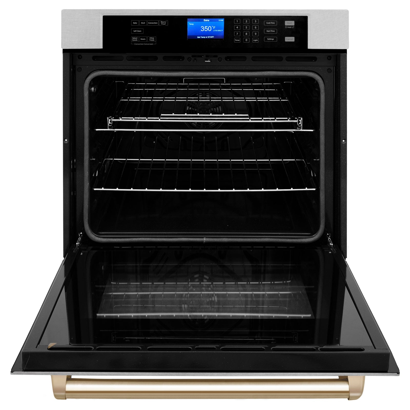 ZLINE 30 In. Autograph Edition Single Wall Oven with Self Clean and True Convection in DuraSnow® Stainless Steel and Gold, AWSSZ-30-G - Smart Kitchen Lab