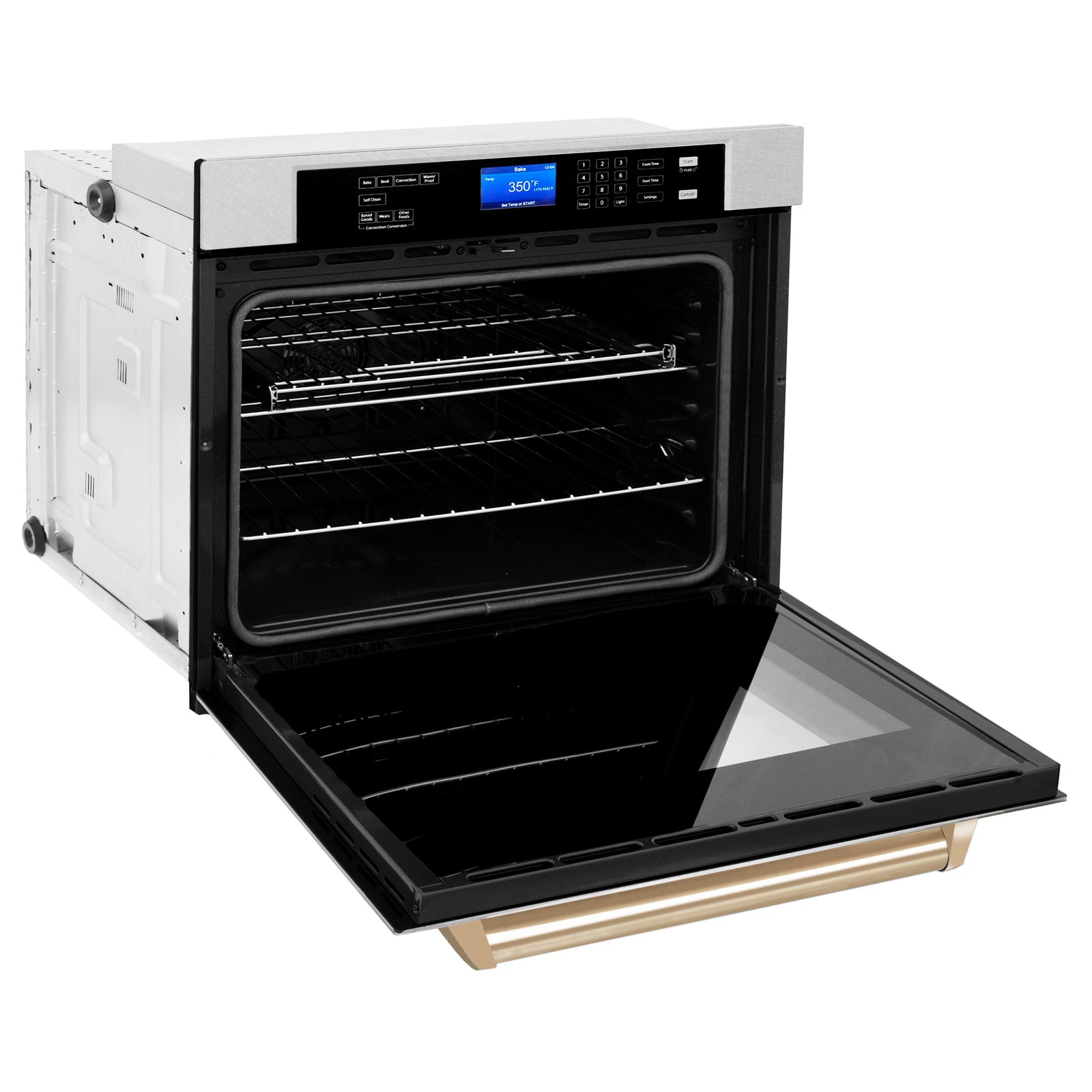 ZLINE 30 In. Autograph Edition Single Wall Oven with Self Clean and True Convection in DuraSnow® Stainless Steel and Gold, AWSSZ-30-G - Smart Kitchen Lab