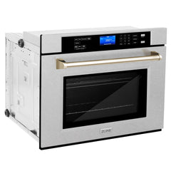 ZLINE 30 In. Autograph Edition Single Wall Oven with Self Clean and True Convection in DuraSnow® Stainless Steel and Gold, AWSSZ-30-G - Smart Kitchen Lab