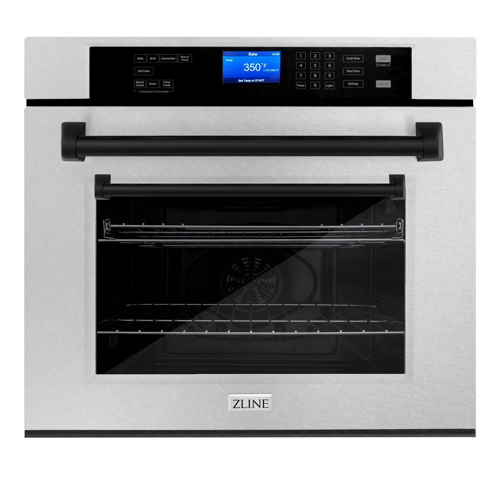 ZLINE 30 In. Autograph Edition Single Wall Oven with Self Clean and True Convection in DuraSnow® Stainless Steel and Matte Black, AWSSZ-30-MB - Smart Kitchen Lab