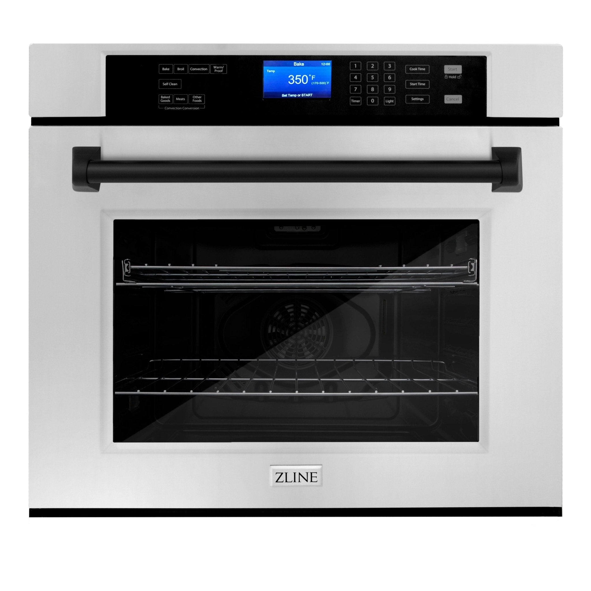 ZLINE 30 In. Autograph Edition Single Wall Oven with Self Clean and True Convection in DuraSnow® Stainless Steel and Matte Black, AWSSZ-30-MB - Smart Kitchen Lab