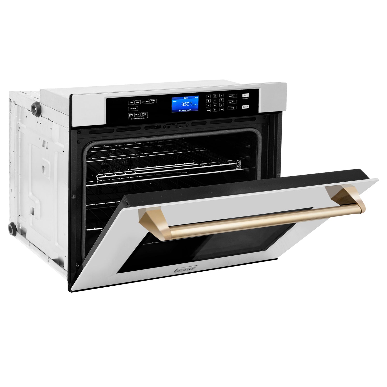 ZLINE 30 In. Autograph Edition Single Wall Oven with Self Clean and True Convection in Stainless Steel and Gold, AWSZ-30-G - Smart Kitchen Lab