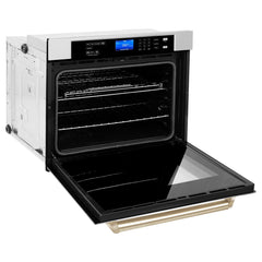 ZLINE 30 In. Autograph Edition Single Wall Oven with Self Clean and True Convection in Stainless Steel and Gold, AWSZ-30-G - Smart Kitchen Lab