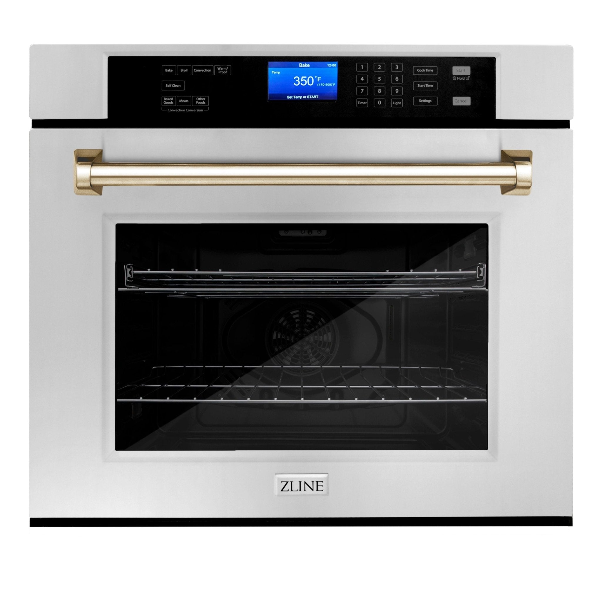 ZLINE 30 In. Autograph Edition Single Wall Oven with Self Clean and True Convection in Stainless Steel and Gold, AWSZ-30-G - Smart Kitchen Lab