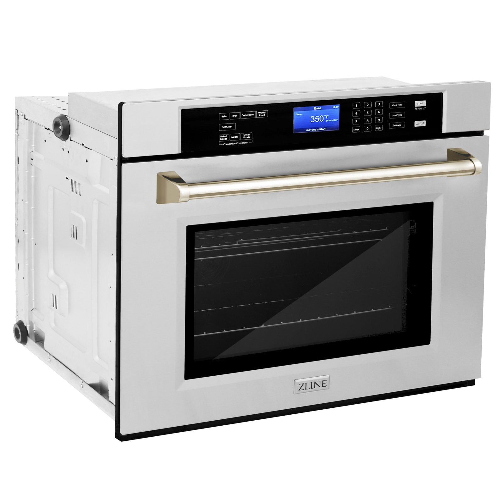 ZLINE 30 In. Autograph Edition Single Wall Oven with Self Clean and True Convection in Stainless Steel and Gold, AWSZ-30-G - Smart Kitchen Lab